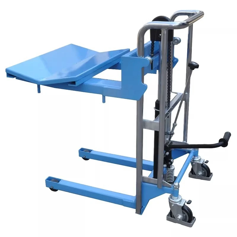 

Round material roll film stacking truck, truck, hydraulic truck, V-shaped plate roll material discharging ra stacking truck