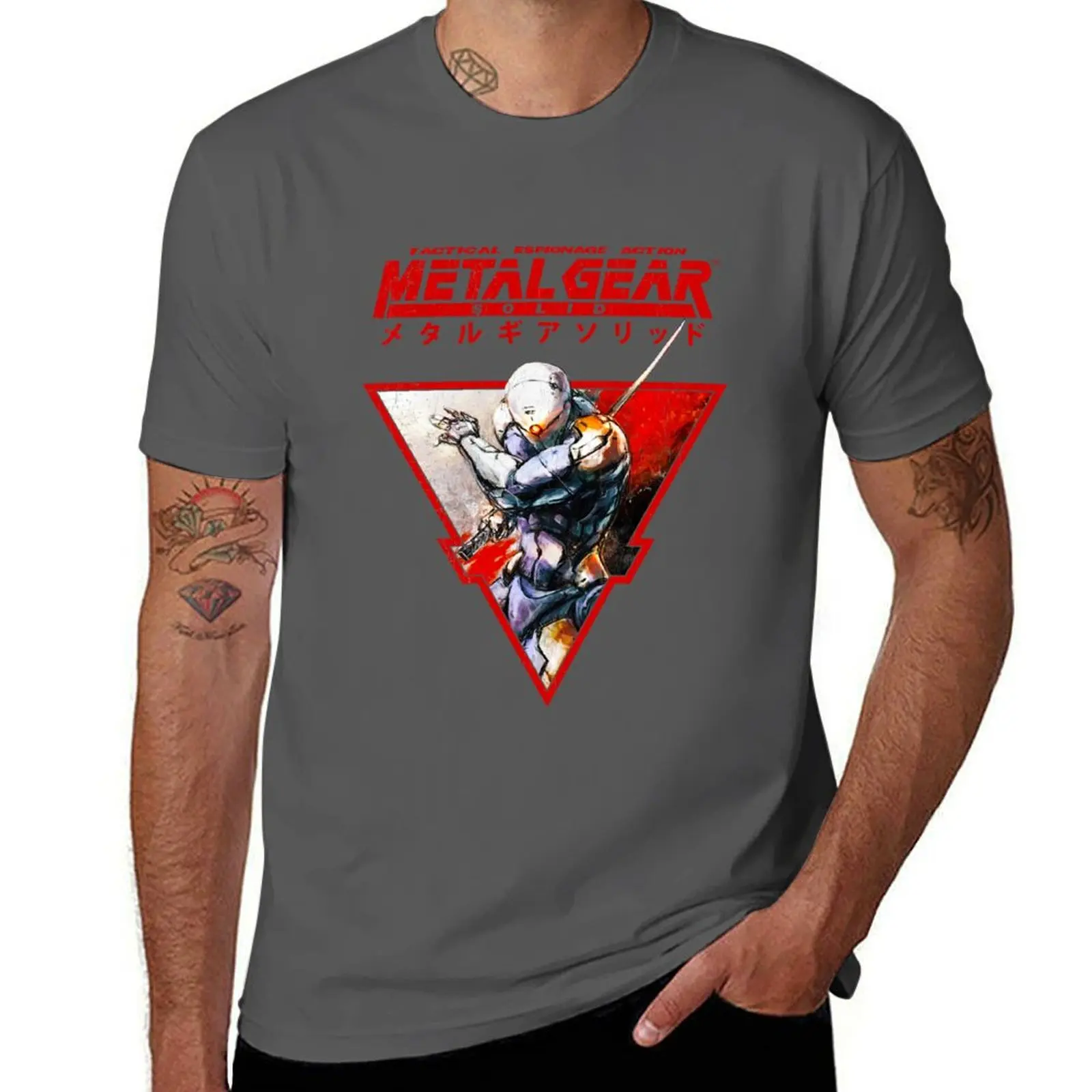 Metal Gear Solid GRAYFOX T-Shirt quick-drying valentines clothes luxury designer mens graphic t-shirts