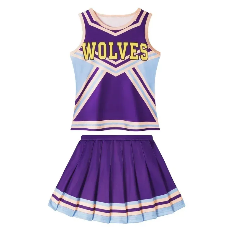 

2025 22 Черлидерская юбка с круглым вырезом и буквенным принтом, комплект из 2 предметов с цветочными шариками для девочек, праздничная вечеринка, Рождественский сезон, спортивная событие