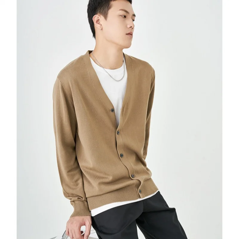 سترة رجالية ربيعية النسخة الكورية الجديدة سترة محبوكة فضفاضة وأنيقة سترة كبيرة متعددة الاستخدامات رقيقة