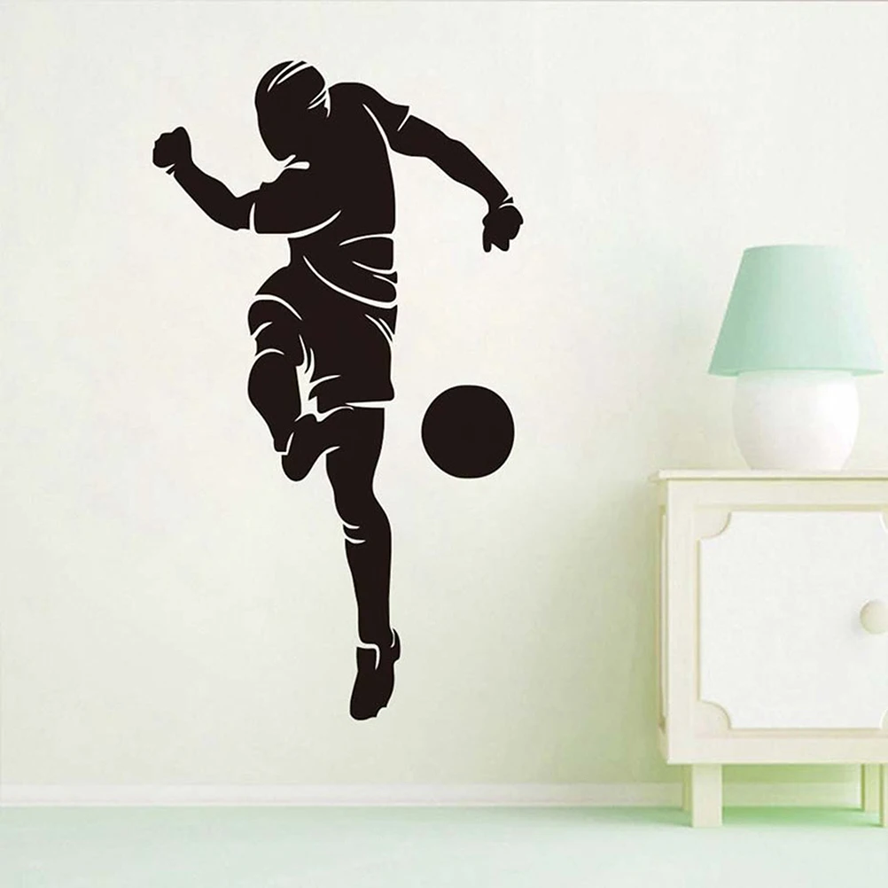

1Pc Self Adhesive Wall Stickers Creative Playing Football Wall Paper Sports Background Stickers Fashion Wall Paste Decor(Black)
