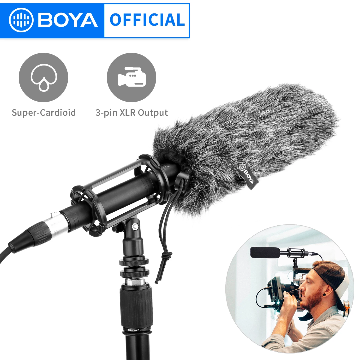 BOYA BY-BM6060 – Microphone professionnel à condensateur Super cardioïde, pour Canon, Nikon, Sony, vidéo, caméscope DSLR