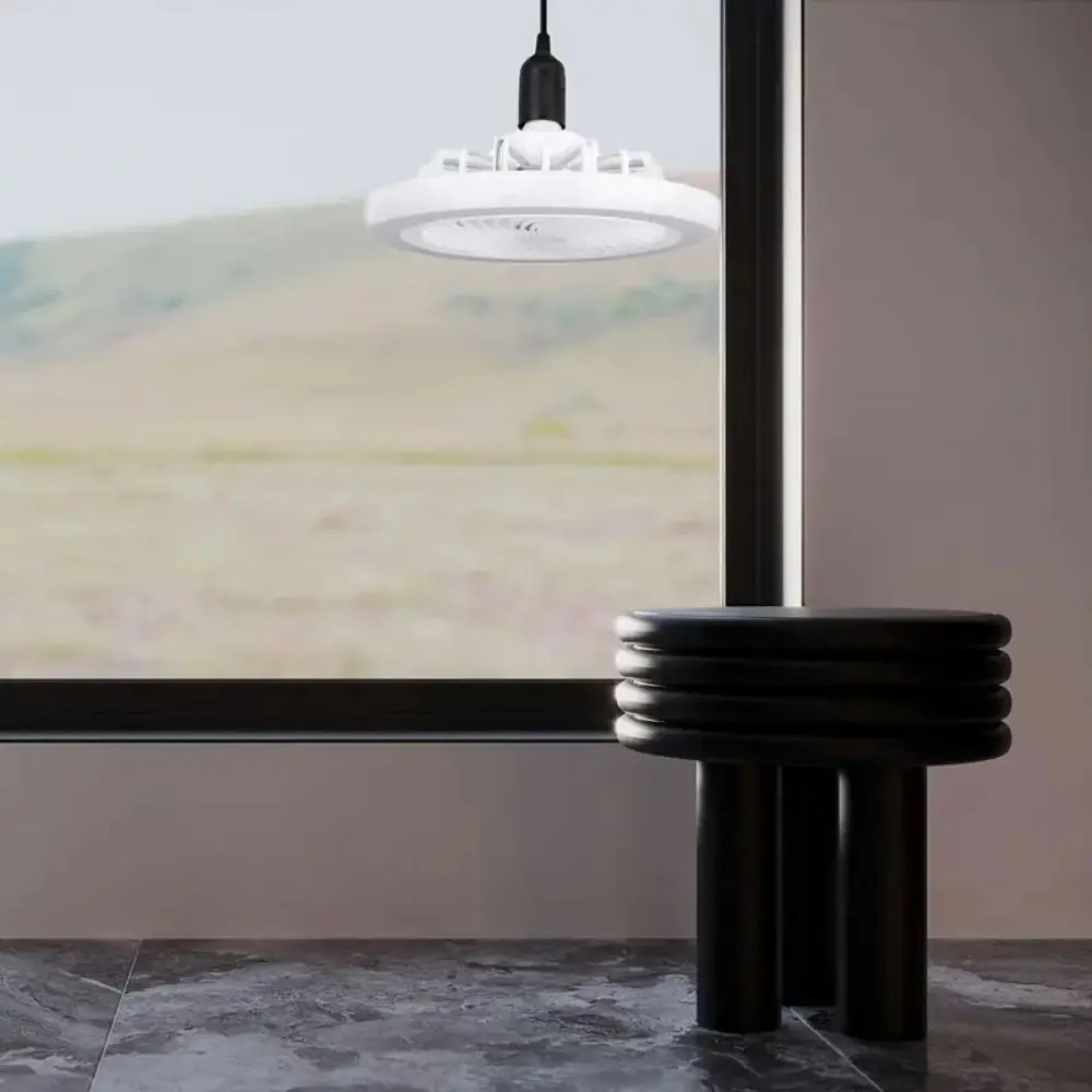 قابل للتعديل E27 مروحة ضوء 360 درجة دوران عكس الضوء E27 مروحة مصباح E27 دوامة حامل مصباح ABS Led مروحة السقف مع الضوء