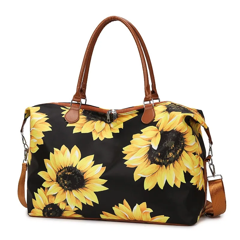 

Stylish Printed Travel Tote Bag Women Wet and Dry Compartment Shoulder Bags Water-resistant Female Travel Storage Crossbody Bags