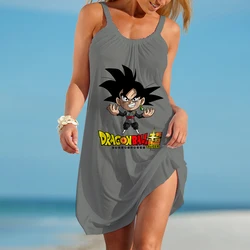 Funda elegante e sexy vestido feminino, Vegeta, Dragon Ball Z, Goku Boho, vestidos soltos, Verão, Praia, Boho, 2024