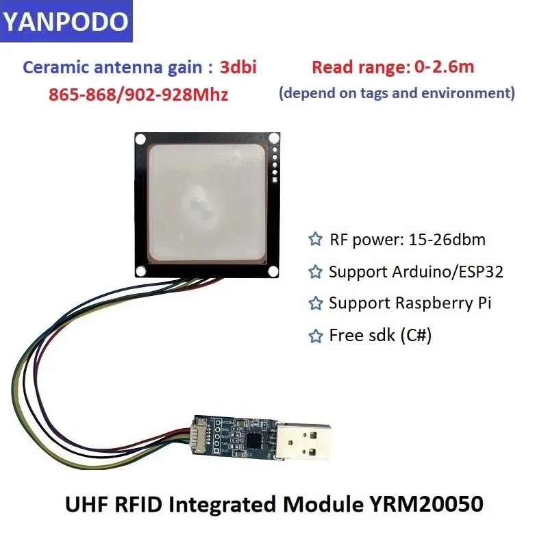 YRM200 3-5.5dbi هوائي متكامل وحدة RFID قارئ الكاتب الصغير جزءا لا يتجزأ من RFID وحدة محمولة التوت بي للنظام المدمج