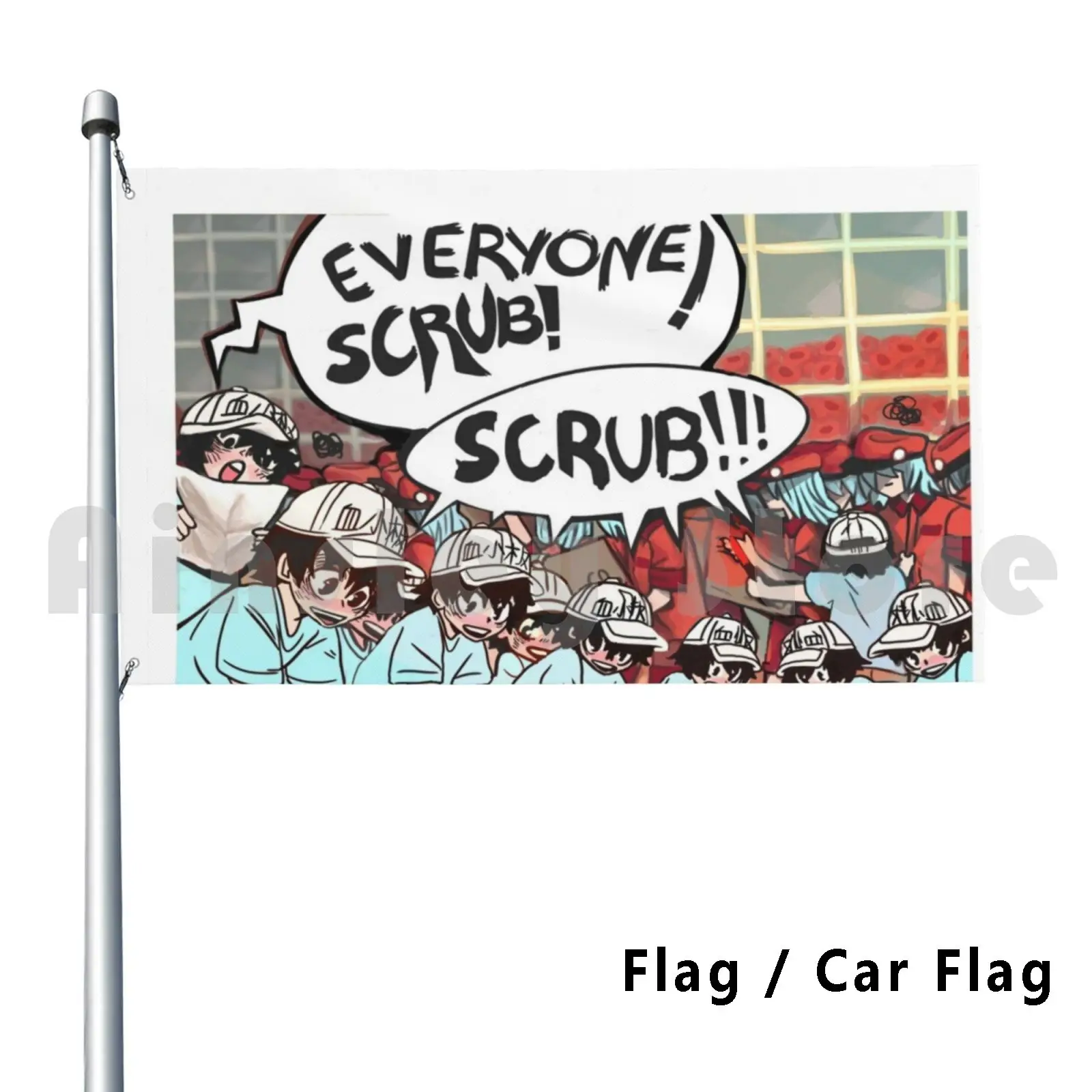 Bnha! Tenko's Cells At Work! Scrub Flag Car Flag Funny Tenko Shimura Tenko Shigaraki Tomura Shigaraki