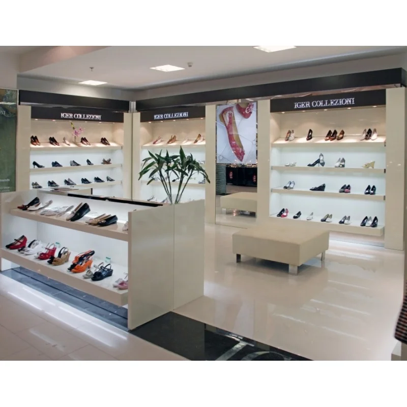 

Custom, high quality shoes shop furniture shoes display shelf and rack with LED light modern shoes shop fitting