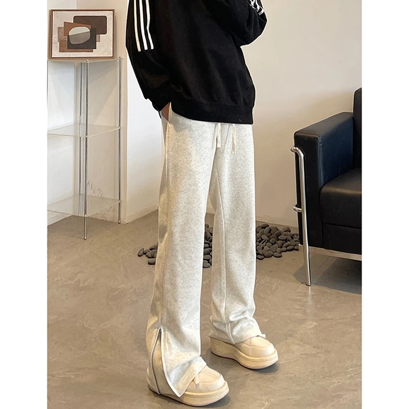 

Мужские брюки-клеш с прямыми штанинами и манжетами на молнии в американском стиле High Street для подростков