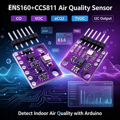 ENS160 CCS811 Digital Gas Sensor, Multi-Gas CO/VOC Detection, Indoor Air Quality I2C