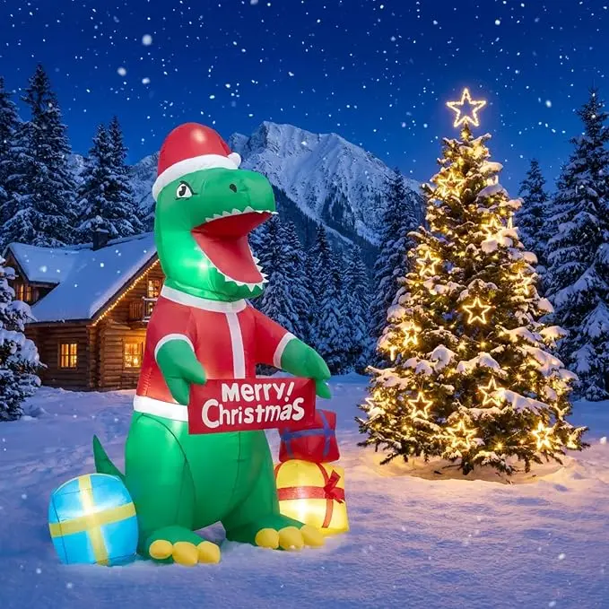 180cm Lighted Inflatable Christmas Large Prehistoric Reptile Dinosaur Yard For Party