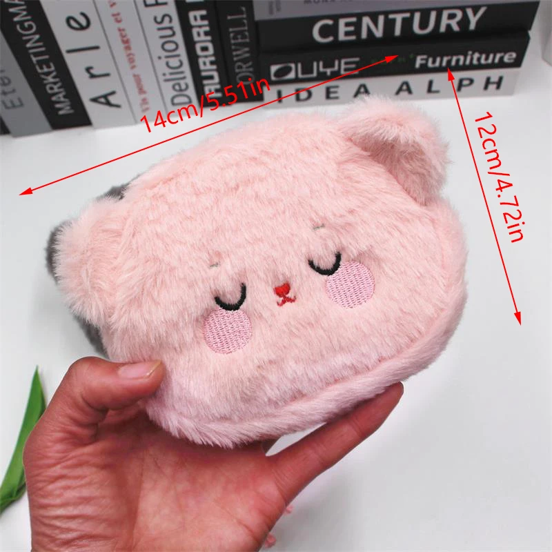 Cute Cartoon Plush Bear Wallet Coin Purse Creative Portable Plush Coin Bag Earphone Lipstick Bag Sundries Storage Bags Card Bags