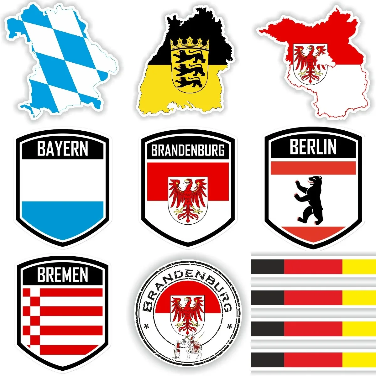 

D Germany Bayern Brandenburg Bremen Flag Map PVC Sticker for Decorate Car Window Glass Laptop Motorcycle Truck Camper Off-road