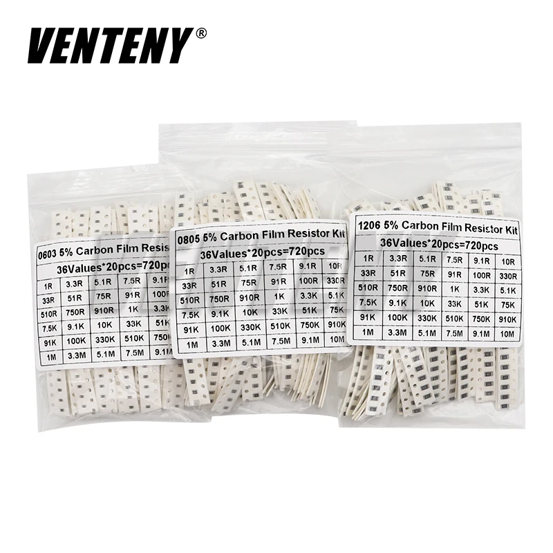 0402 0603 0805 1206 1210 2010 2512 SMD Chip Resistor Sample Kit Alloy Resistance Assorted Set 1% 5% 10R 100R 220R 1K 10K 100K