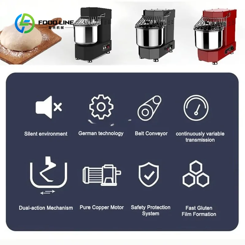 Customized 15L Stepless Speed Spiral Dough Mixer Planetary Dough Mixer Multi Function Table Top Dough Kneading Machine