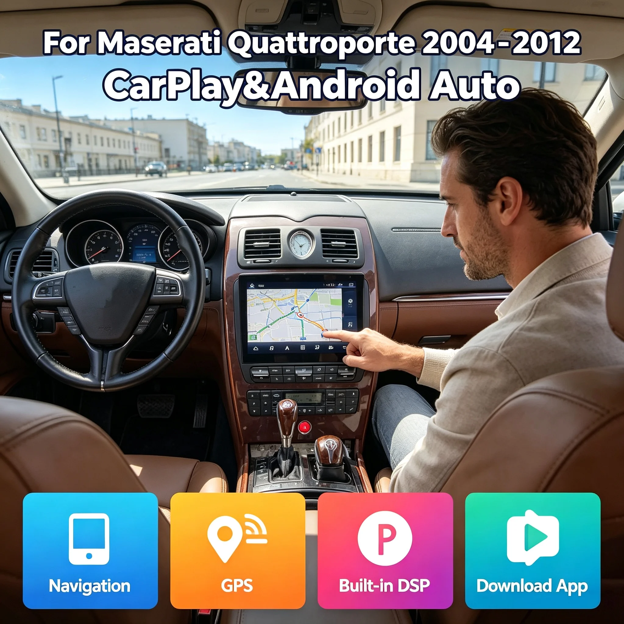 For Maserati Quattroporte 2004-2012 Carplay Android Upgrad Multimedia Player GPS Navigation Auto Radio DSP Head unit