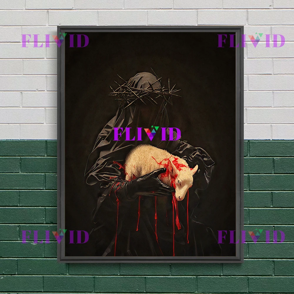 The Lamb And The Thorn Demon Vintage Wall Art Canvas Painting,Horro Dark Witchcraft Art Poster Print Home Decoration Unframed