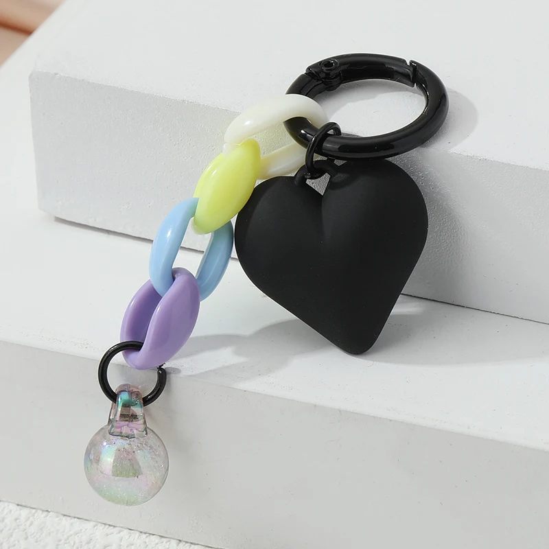 Handmade Heart Keychains Lovely Acrylic Love Plastic Link Key Rings For Women Men Friendship Gift Handbag Decoration Jewelry