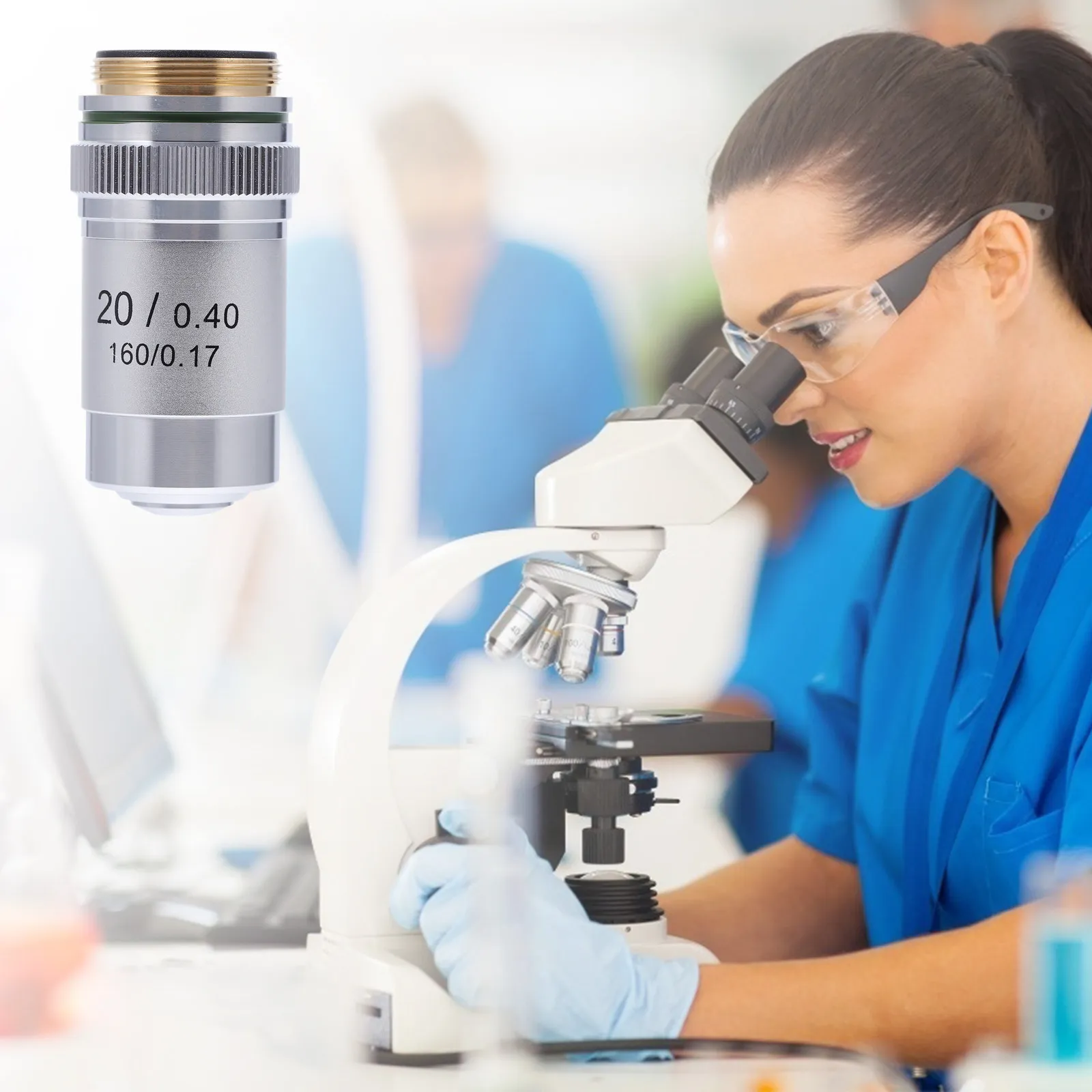 20X Objective Lens for Lab Microscopes Steel Construction Excellent Workmanship Easy Install High Contrast Enhanced