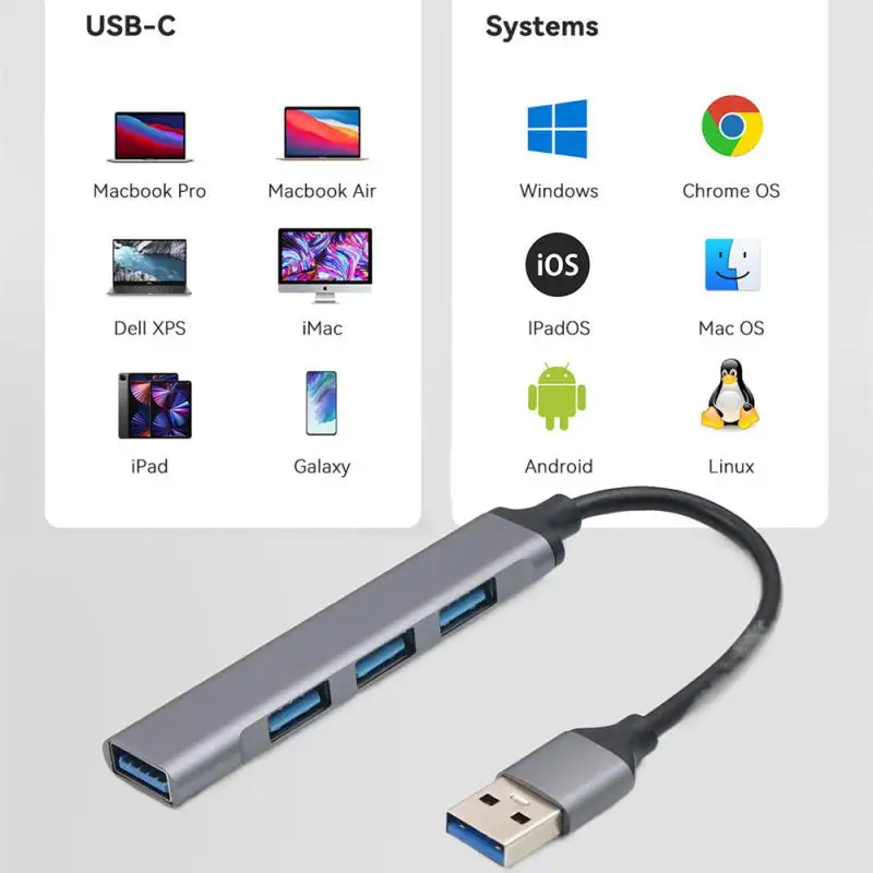 أربعة في واحد محور USB 4 منفذ USB محور عالي السرعة من سبائك الألومنيوم الخائن لأجهزة الكمبيوتر ملحقات الكمبيوتر محور متعدد المنافذ 4