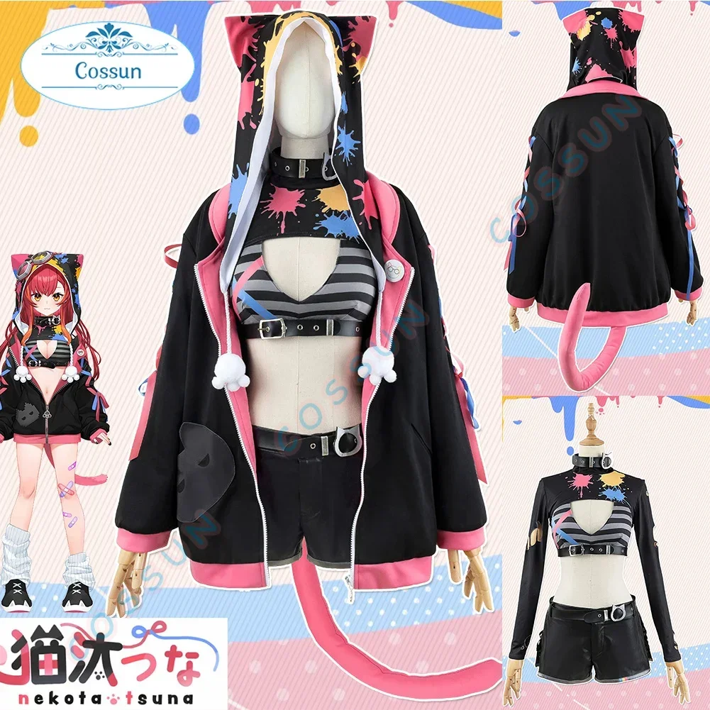 Vtuber Cosplay Nekota Tsuna Cosplay Kostuum Leuke Party Pak Jas Top Broek Halloween Outfits Anime Kleding Pruik