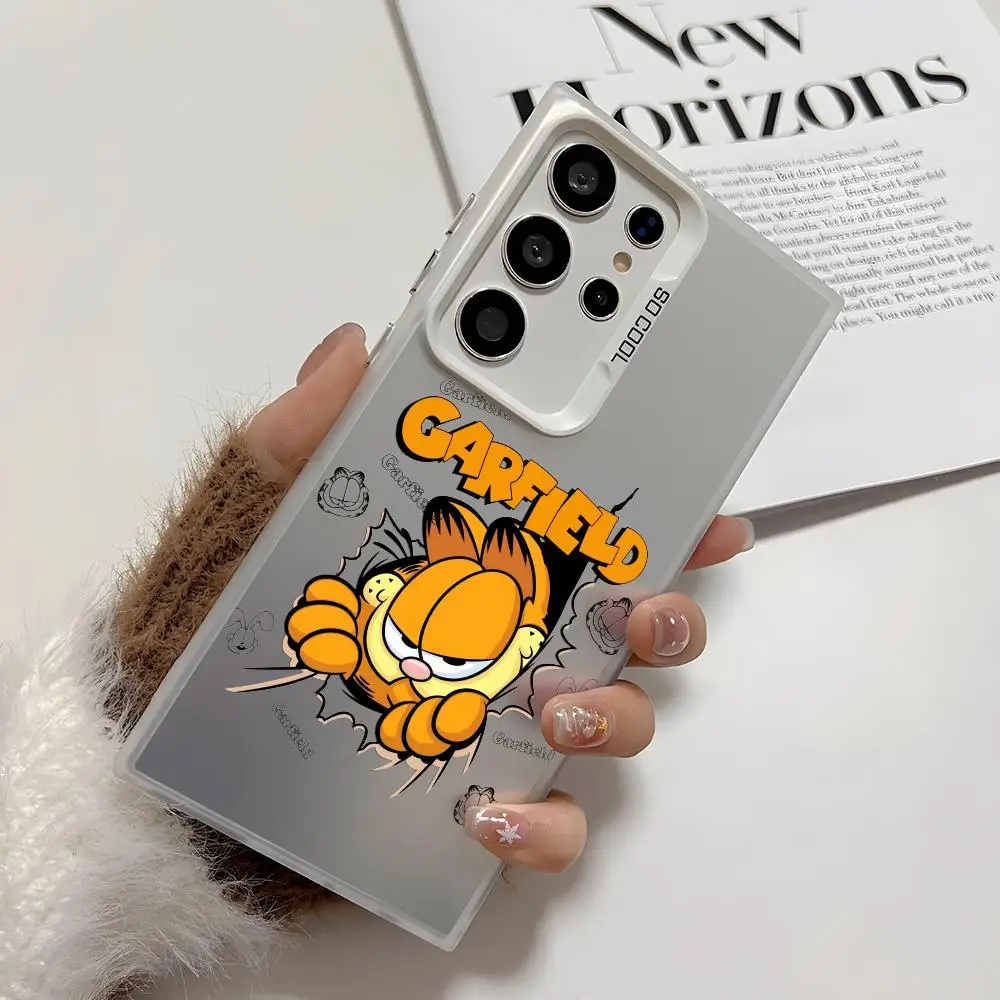 Etui na telefon G-Garfields Anime, urocze, silikonowe, srebrne, do Samsung Galaxy S25 Edge S24 S23 S22 S21 S20 Ultra Funda