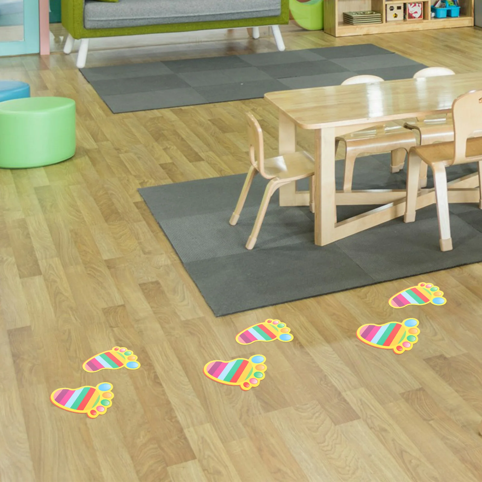 

15Pairs Adhesive Footprint Floor Stickers Kindergarten Nursery Classroom Self Adhesive Footprint Decals Kids Room Floor Stickers