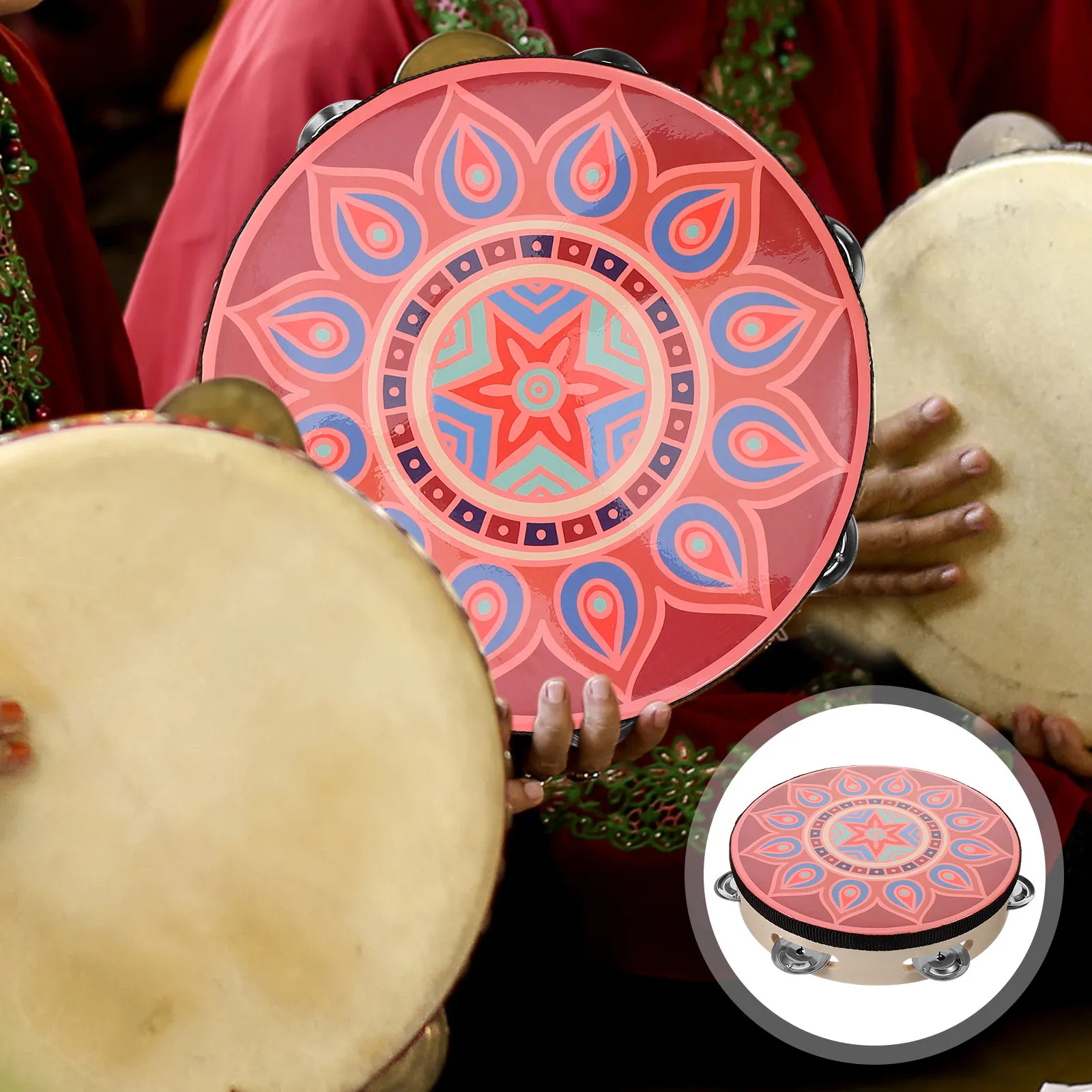 

Hand Drum Stainless Steel Wood Lightweight Durable Unique Design Comfortable Grip For Dance Performance Percussion