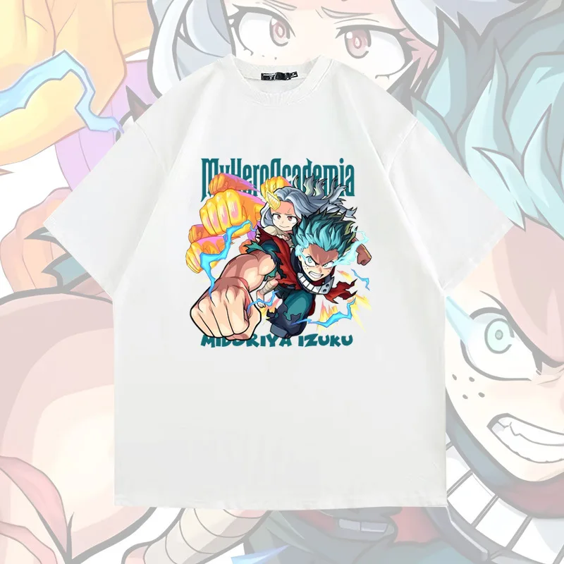 موديل جديد 2025 ماي هيرو أكاديمية Green Valley Idhku أنيمي اسم مشترك حوالي 100% قطن قصير الأكمام تي شيرت الرجال الصيف ملابس فضفاضة