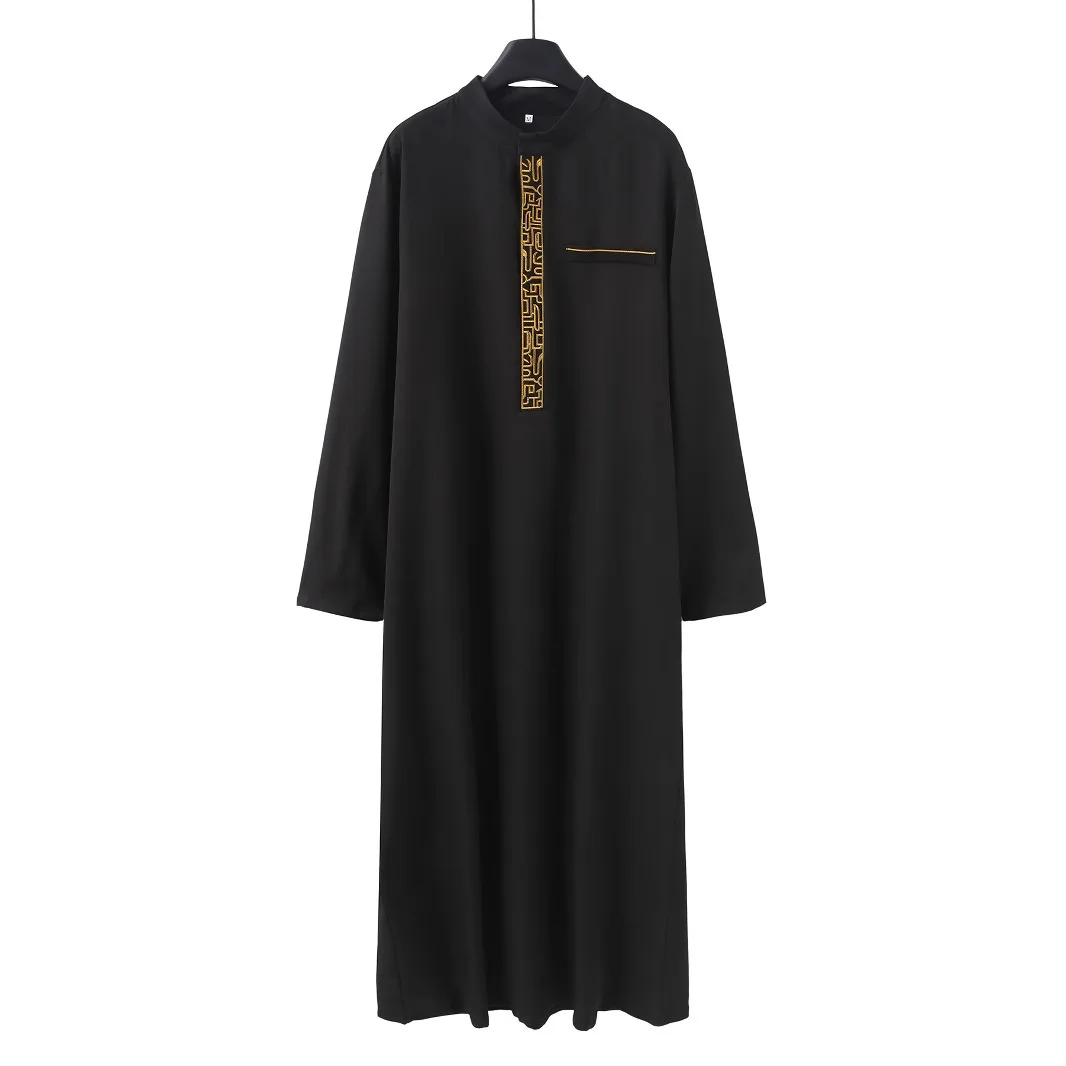 Nuovo musulmano manica lunga stile etnico ricamato arabo colletto in piedi abito da uomo Robe Abaya Ramadan Dubai lusso Islam elegante