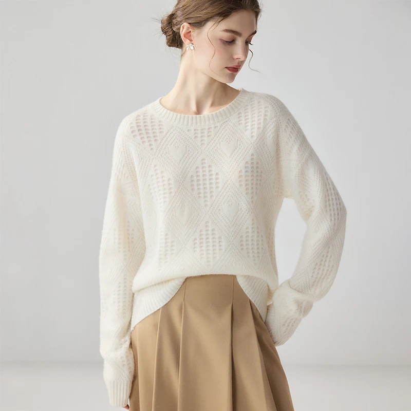 High Quality Women's 100% Cashmere Sweater O-Neck Pullover Shirt Autumn Winter Casual Simple Style Cashmere Knitwear Tops