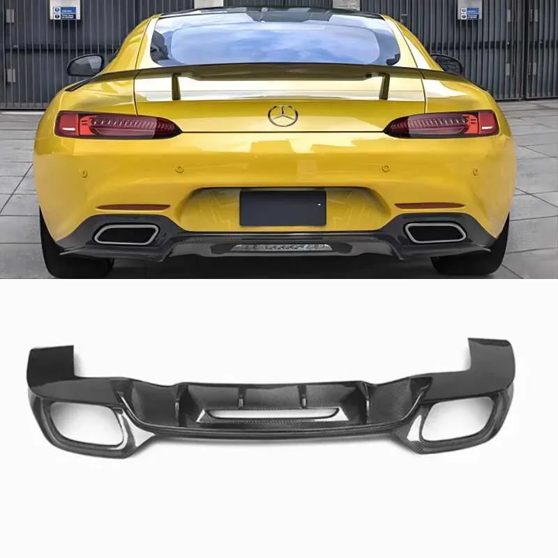 For Mercedes Benz AMG GT GTC GLR C190 2014-2019 Real Carbon Fiber Car Bumper Rear Diffuser Exhaust Spoiler Cover Body Kit