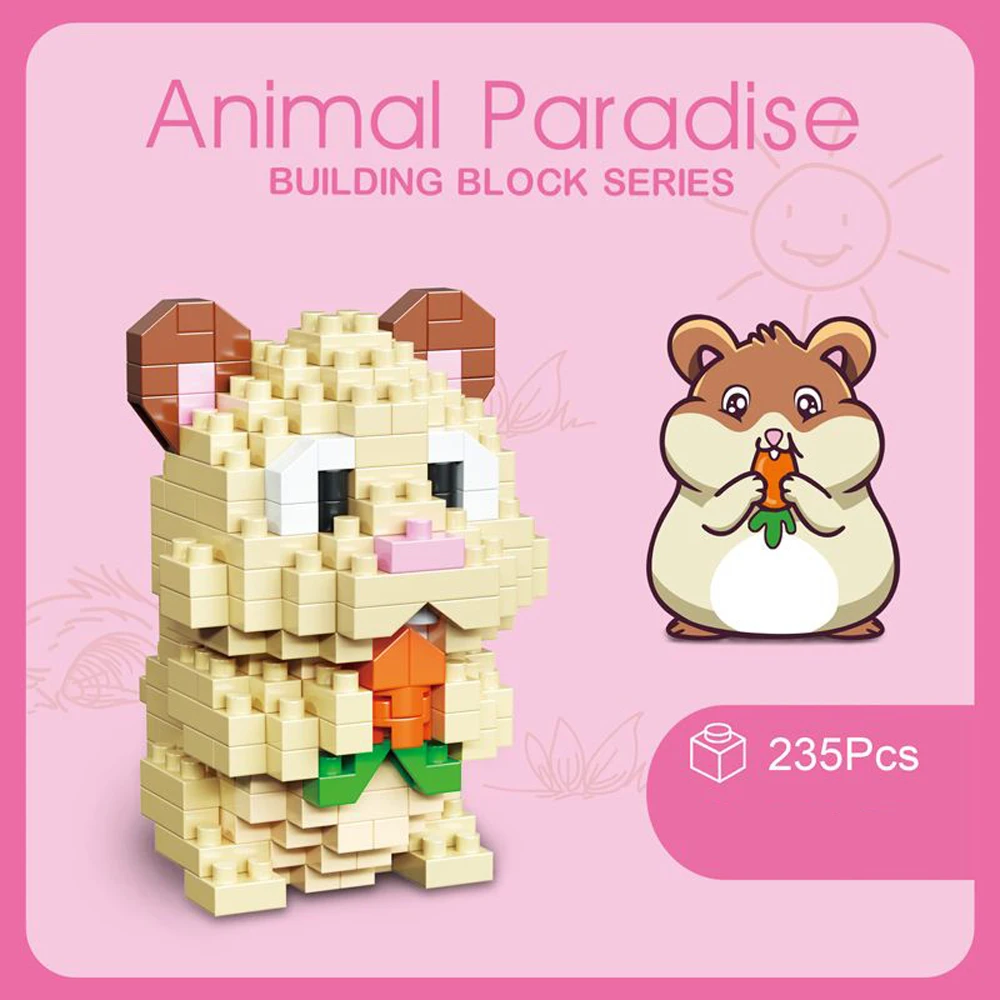 3D Tier Super Mini Rosa Schwein Panda Hamster Schnecke Montage Mikro-Bausteine Spielzeug - Einfaches Puzzle-Geschenk für Kinder, Partyzubehör – Detail 2