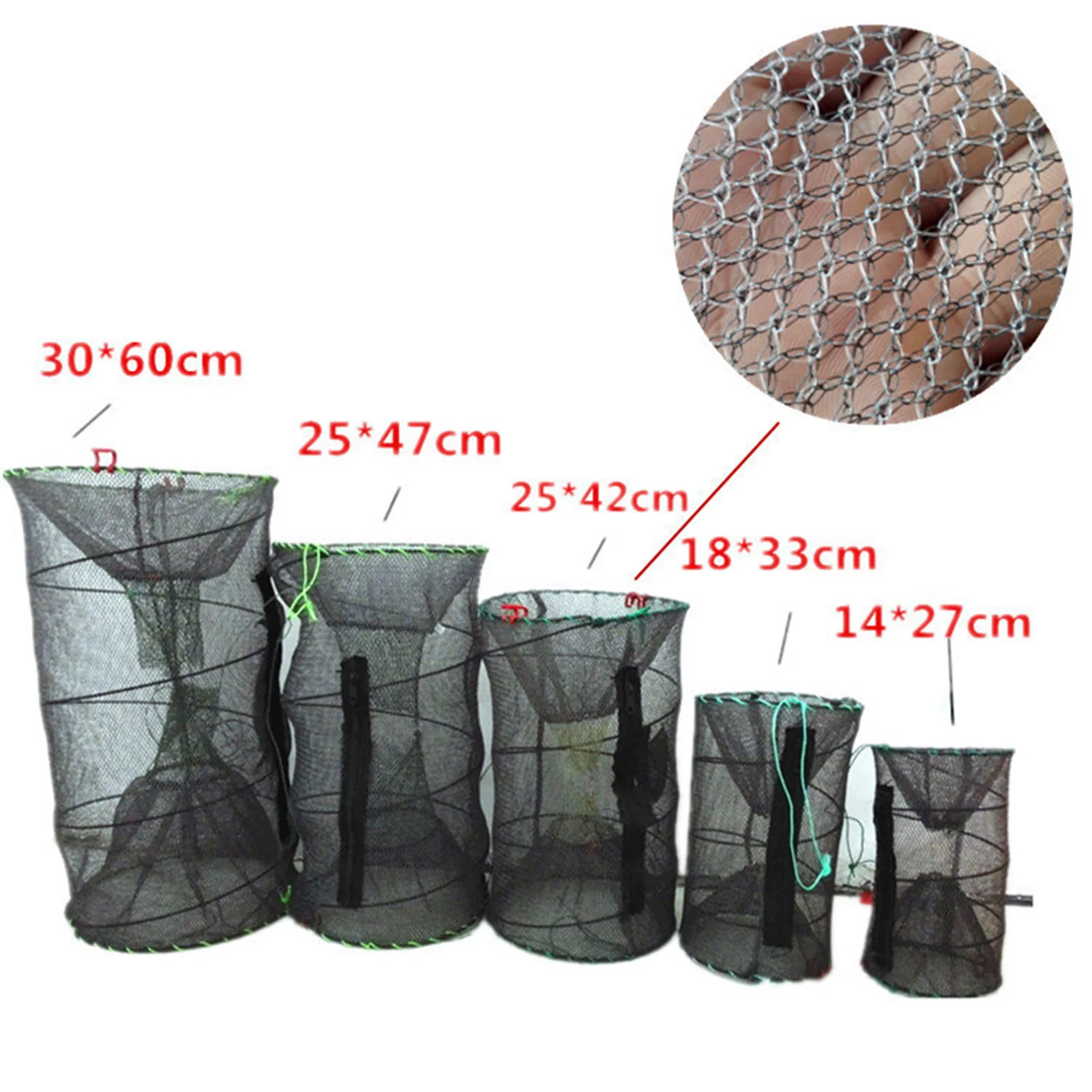 Freshwater Fishing Shrimp Trap Foldable Crab Cage Net Portable Galvanized Steel Wire And Nylon Mesh For Lake River Pond Durable