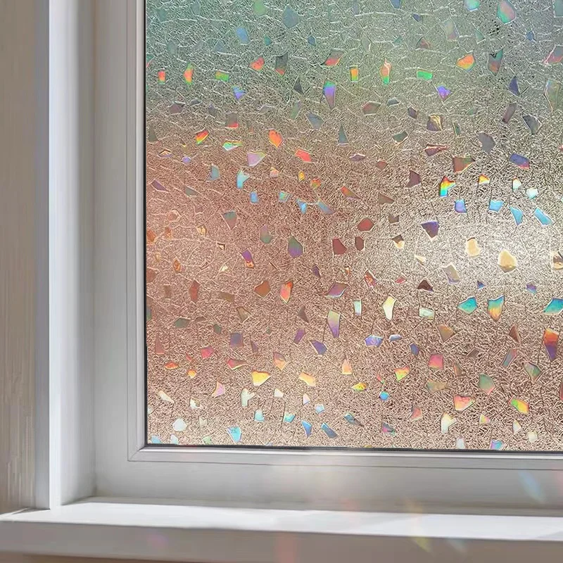 NONE Sichtschutzfolie für Fenster, statisch haftet, Vinyl, 3D-Aufkleber, Regenbogenfolie für Glastüren, Wärmeregler, Anti-UV 5