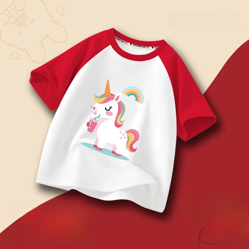 camiseta-infantil-unissex-de-manga-curta-verao-2026-ano-do-cavalo-estampa-de-cavalo-pequeno-e-unicornio-algodao-casual-para-m