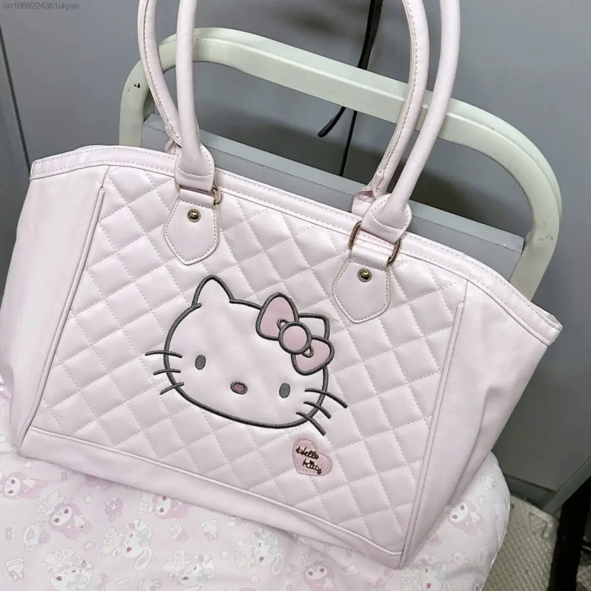 Sanrio Hello Kitty Pink PU Leather Fashion Bags Women Luxury Design Handbag Y2k Cartoon New Cute Totes Female Trendy Travel Bag