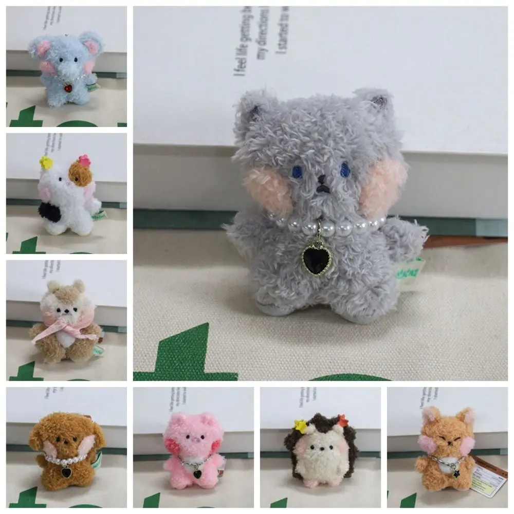 Stuffed Animals Plush Little Bear Keychain Plush Doll Soft Curly Plush Sitting Doll Pendant Cute Animal Bear Bear Bag Pendant