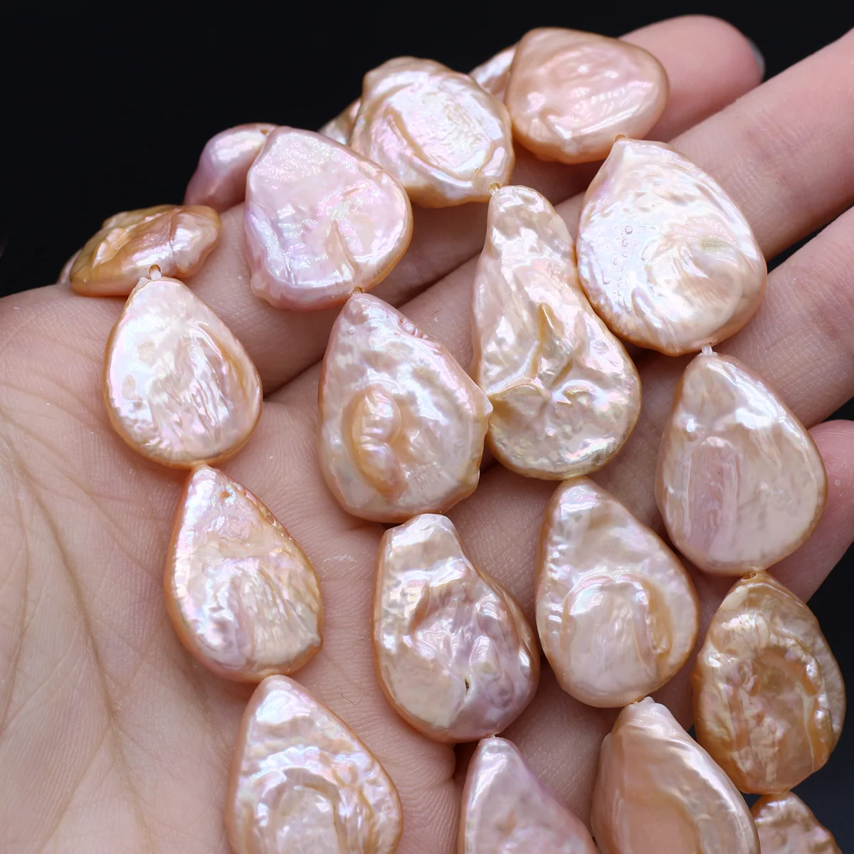 Baroque Natural Freshwater Pearl Bead Purple Pink Flat Water Drop Irregular Beads for DIY Women Girls Jewelry Necklace Bracelet