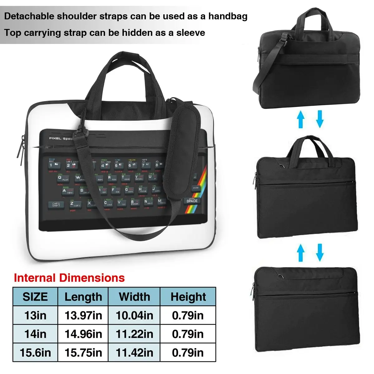 ZX Spectrum Laptop Bag Shockproof Case Computer Bag 13 14 15.6 Inch Crossbody Laptop Pouch For Macbook Pro Air