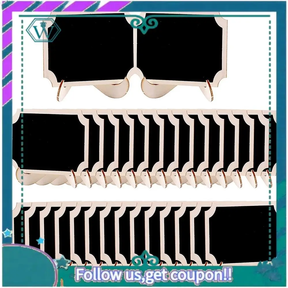 Upgraded 30Pcs Mini Chalkboard Sign Food Labels For Party Buffet, Wooden Small Chalk Board Signs (Rectangle Notch )