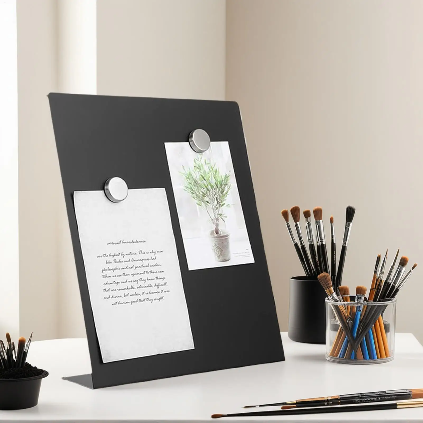 Magnetic Message Board Tabletop Metal Display Easel with Stand Dry-Erase Magnet Board for Home Office School Kitchen Fridge