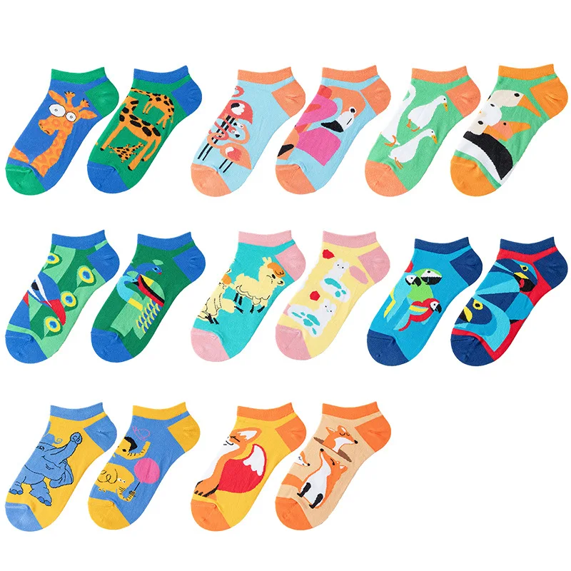 2023 New Original Women\'s Socks Fashion Cute Cartoon Animal Cotton Socks Woman AB Tide Ankle Socks for Spring Summer School