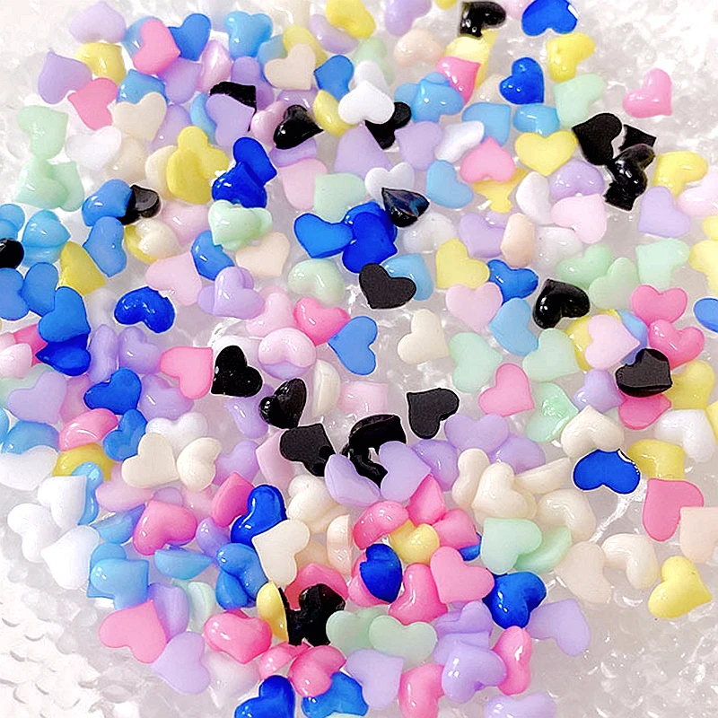 100PCS Mixed Colors 3D Acrylic Love Heart Nail Art Charms Accessories Manicure Decor Material Clear Nails Decoration Supplies