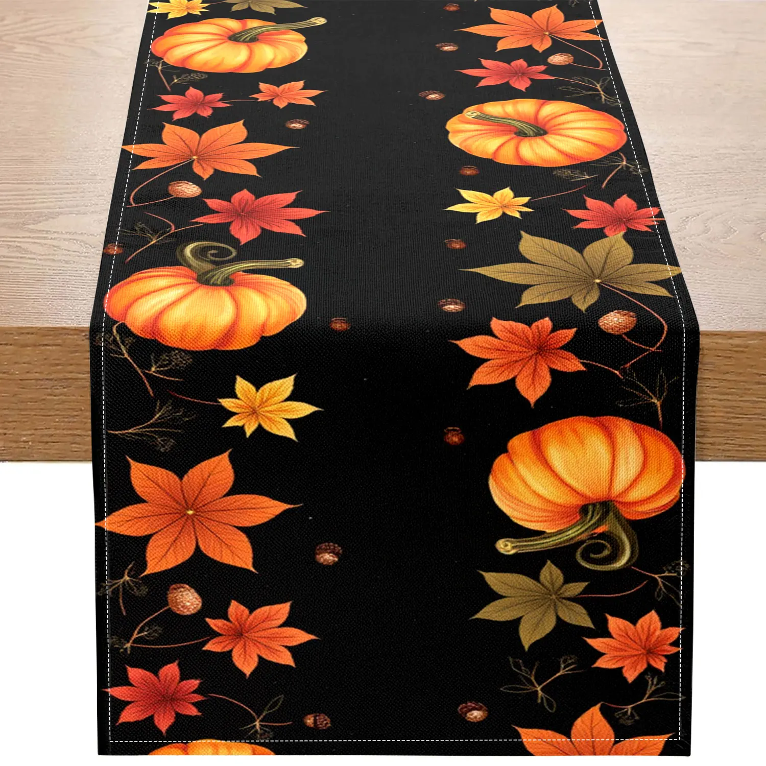 

1 Piece of Autumn-Themed Table Runner with Pumpkin and Autumn Leaf Patterns, Suitable for Fall and Thanksgiving Decorations