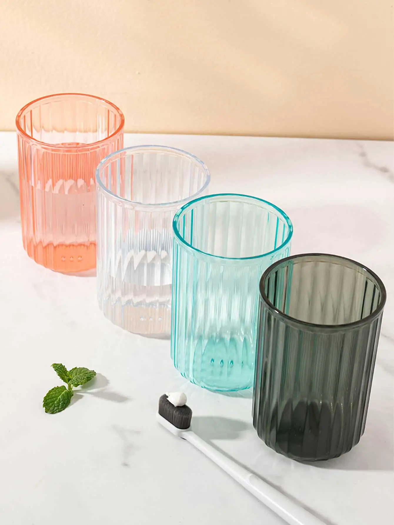 WORTHBUY Wall-mounted Toothbrush Holder Mouthwash Cup Set Toothbrush Brushing Cup Mug Storage Rack Organizer Bathroom