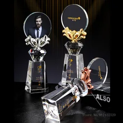 Bauhinia Blooming Crystal Trophy, Customized with Photos, Creative, Honr, annual Meeting, Award, Home Decoration
