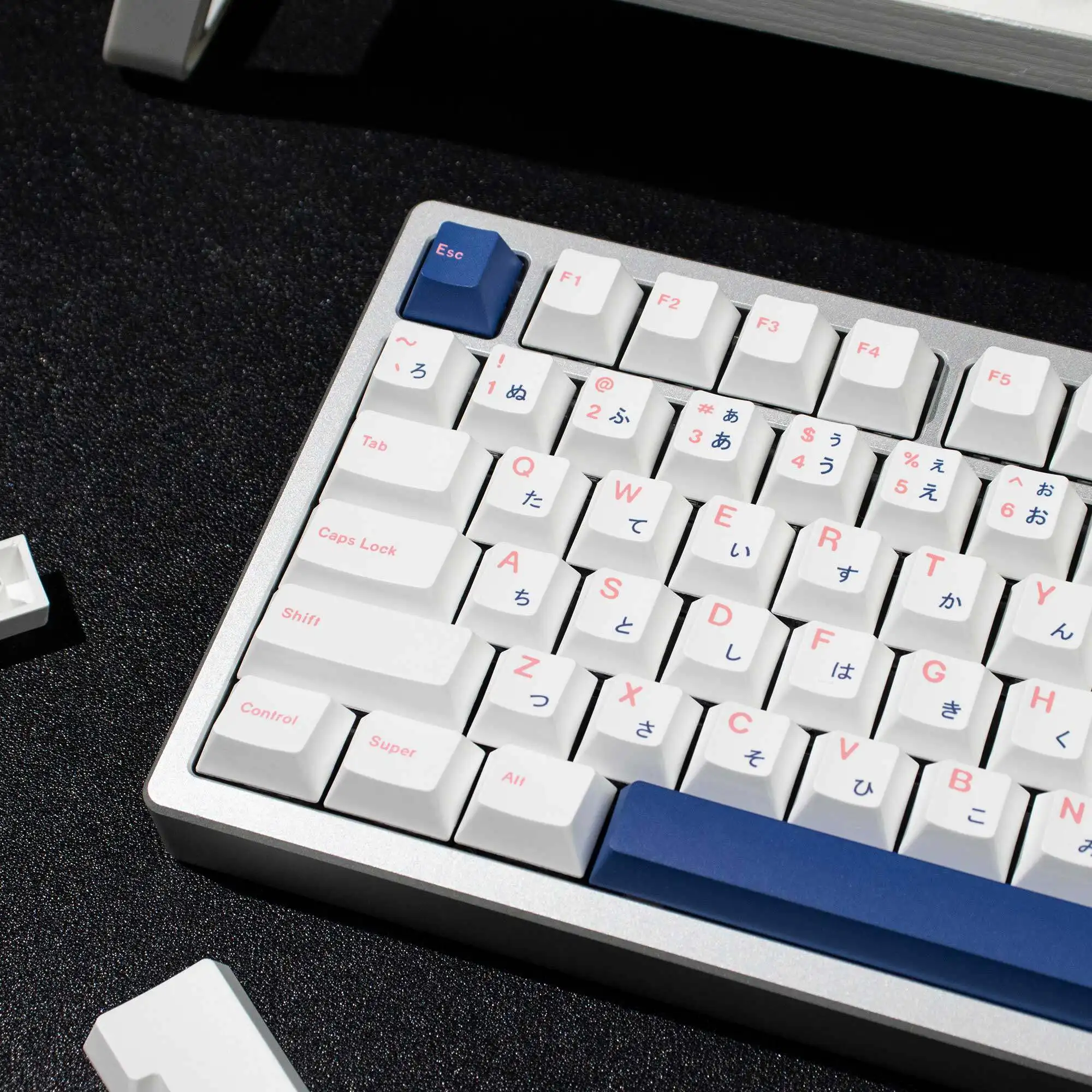 Minimalist White Blue Japanese PBT Keycaps Cherry Profile Dye-Sublimated Keycap Set for Mx Cherry Switch Mechanical Keyboard Kit - view 6
