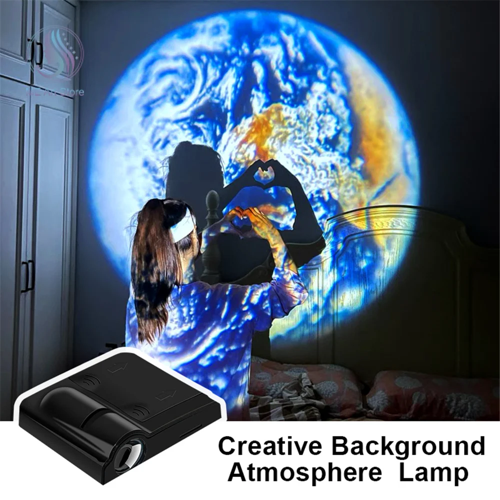 Projection Lamp Aurora Moon Galaxy Night Light Creative Background Atmosphere Lamp Earth Projector Photography Lamp for Home