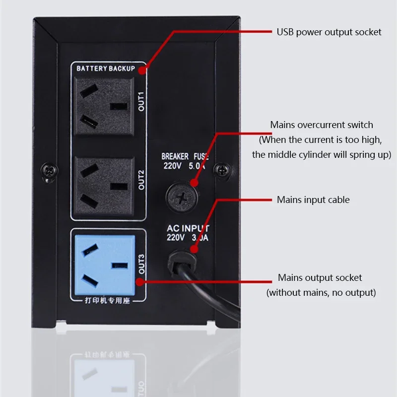 Imagem -03 - Fonte de Alimentação Ininterrupta Monofásica Bateria do Ups de 650va 390w para o Backup do Computador e Offline